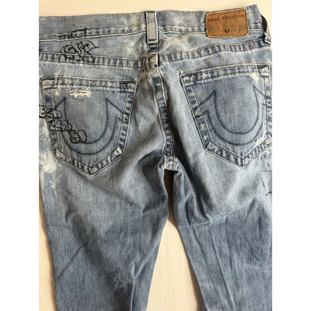Distressed Street Artist TRUE RELIGION ROCCO Patchwork Relaxed SKINNY Jeans Sz30